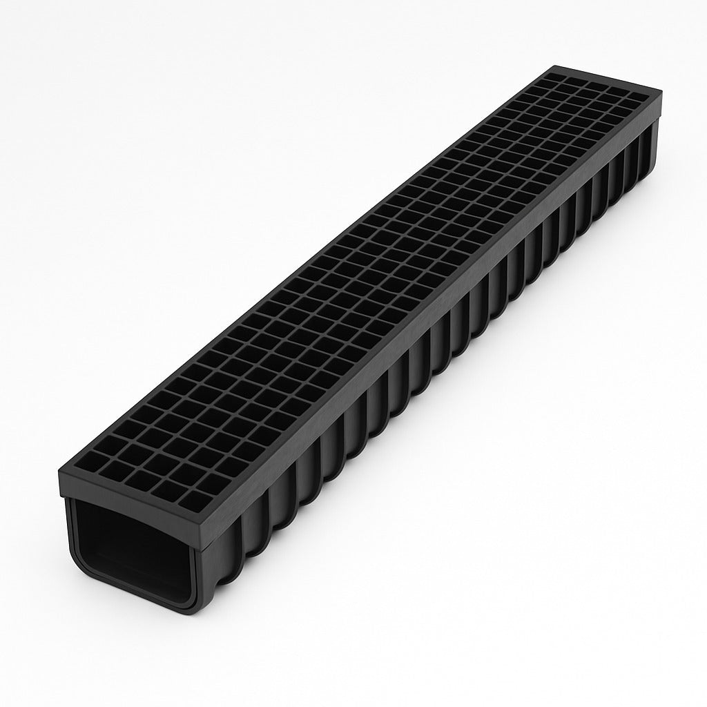 Zwarte goot 100cm (incl. uitloop per set)